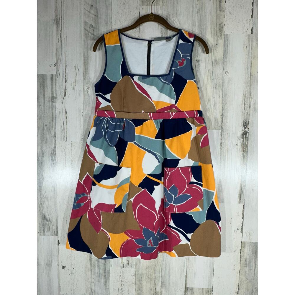 Girls From Savoy Shift Dress Size 2 Multicolor Floral Abstract Square Neck Lined